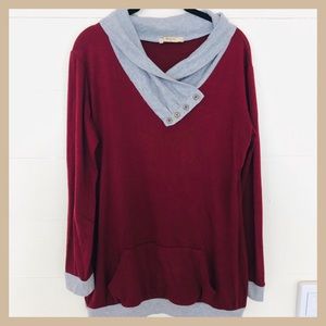 Miusey Long Sleeve Buttoned Collar Sweater